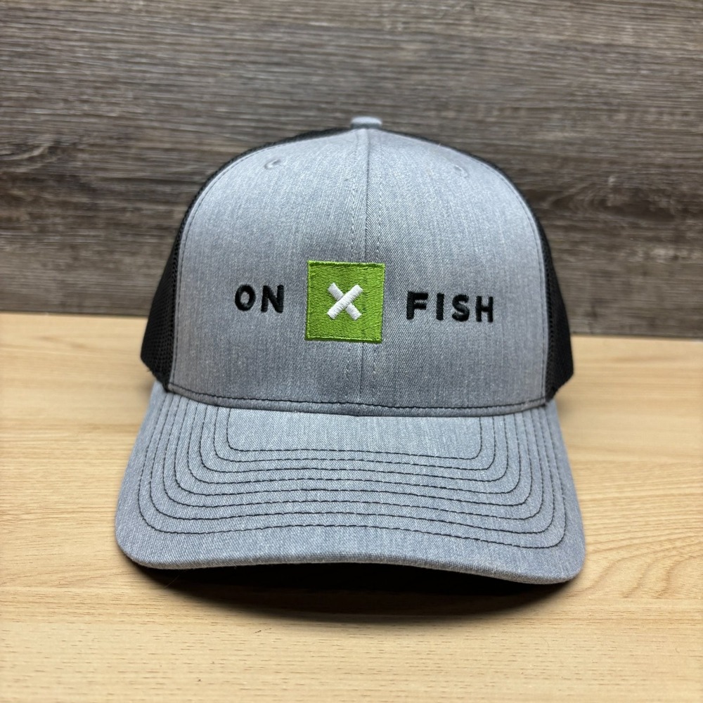 onX Fish Richardson 112 Hat Cap Snap Back Gray Black Green Trucker Mens